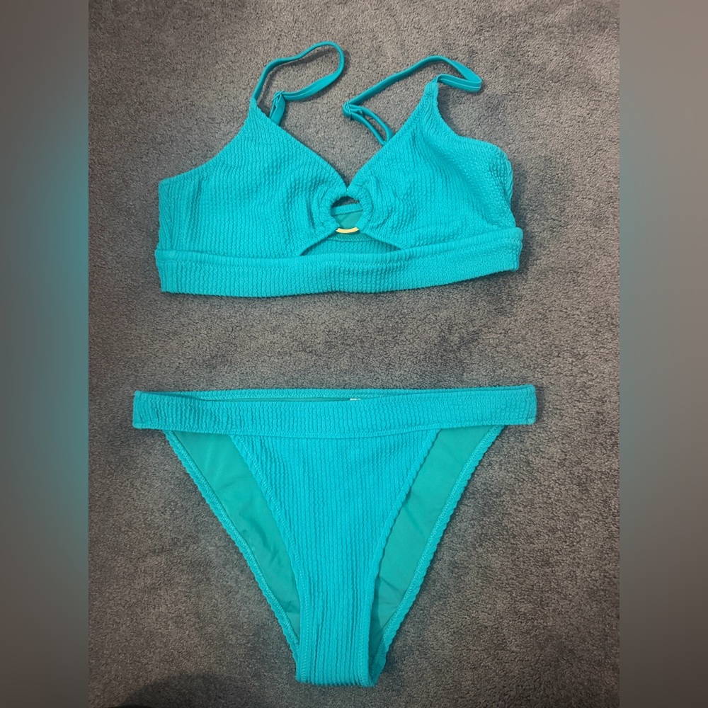 NWT Aerie Textured Keyhole Bikini Set – Teal